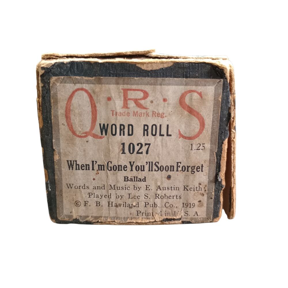 Q.R.S. Word Roll #1027 Player Piano Roll "When I'm Gone You'll Soon Forget"